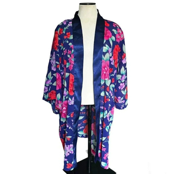 Victoria’s Secret Vintage Gold Label Floral Kimono Robe OS💙 - Picture 1 of 5